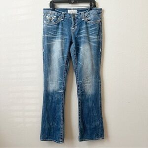 Buckle Big Star Medium Wash distressed look Liv Boot Bootcut Jeans Sz 31L Tall
